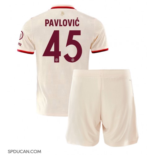 Dječji Nogometni Dres Bayern Munich Aleksandar Pavlovic #45 Rezervni 2024-25 Kratak Rukav (+ Kratke hlače)